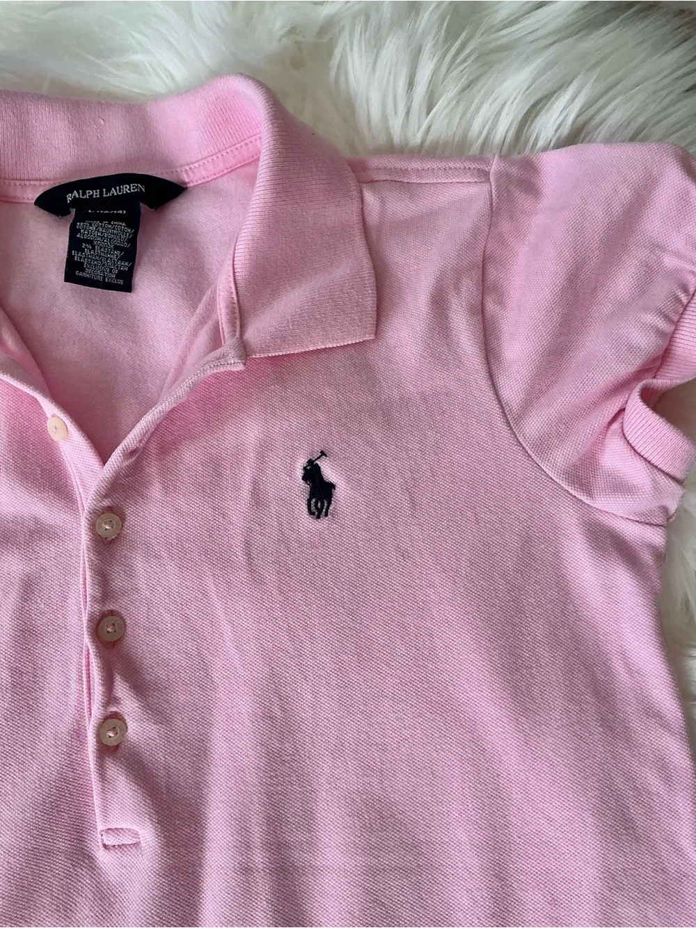 Ralph Lauren Pink Girls Short Sleeve Polo Shirt Size Large 12/14